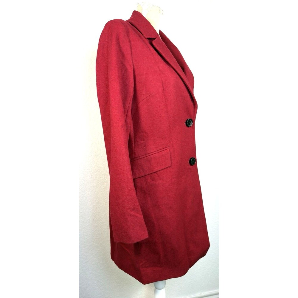 Sam Edelman Red Wool Blend Coat Womens M Single Breasted Tailored Pea Coat - Picture 6 of 16